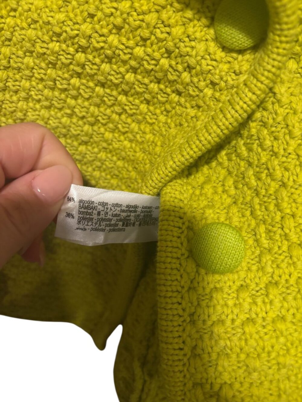 Zara Lime Chunky Knit Cardigan with Peter Pan Collar - Picture 8 of 8